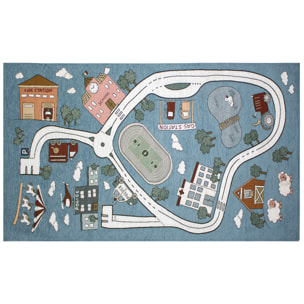 TAPPETO CAMERETTA PISTA AZZURRO TOPAZIO CON FONDO ANTISCIVOLO MADE IN ITALY