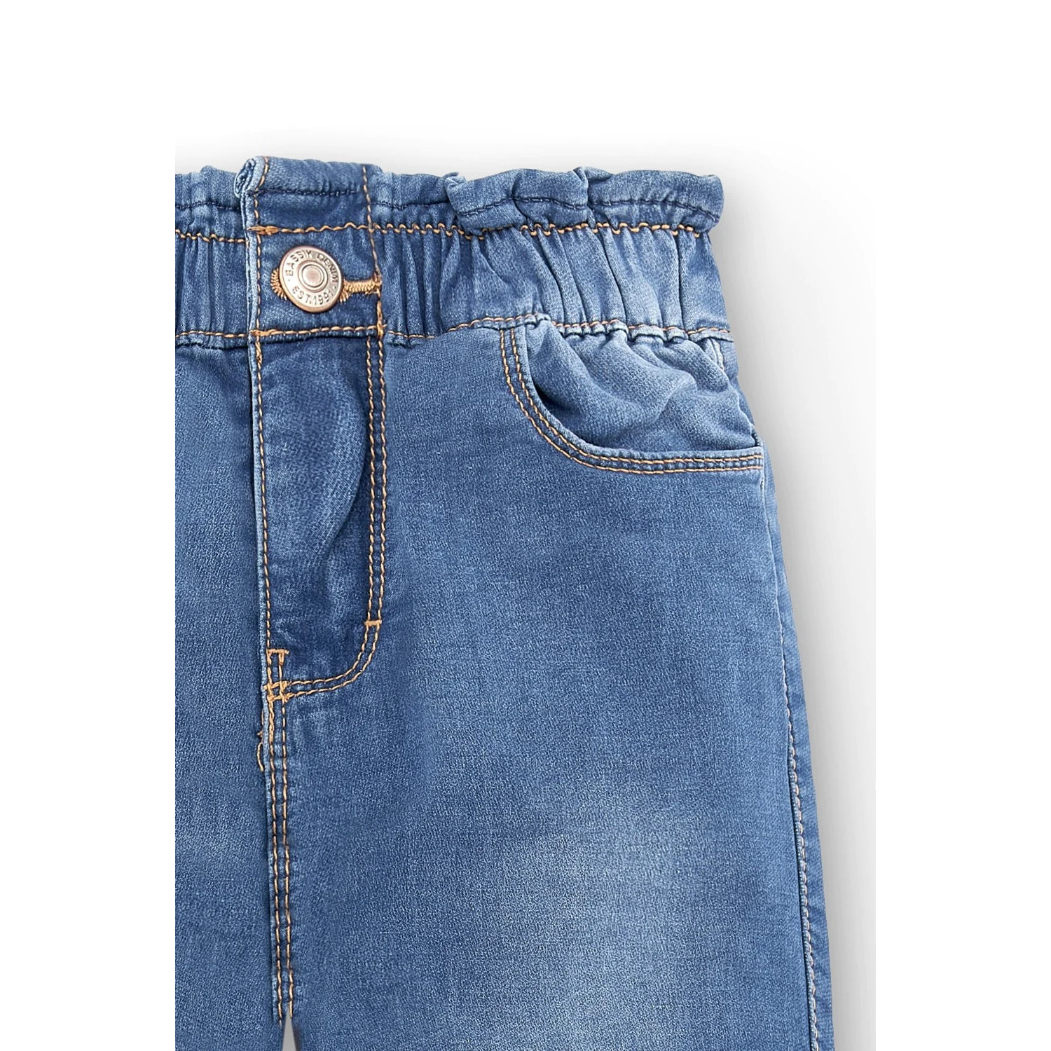 Pantaloni In Denim A Vita Alta Da Bambina