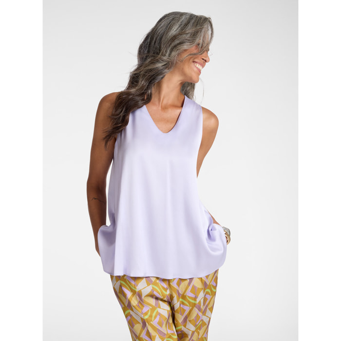 Elena Mirò - Top de raso de viscosa - Violeta