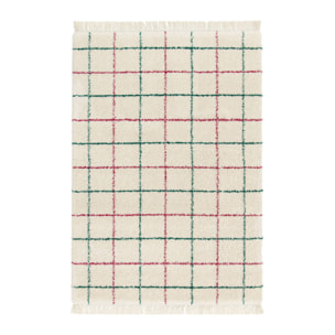 Tapis intérieur shaggy motif quadrillage multicolore avec franges Edward 160x230cm