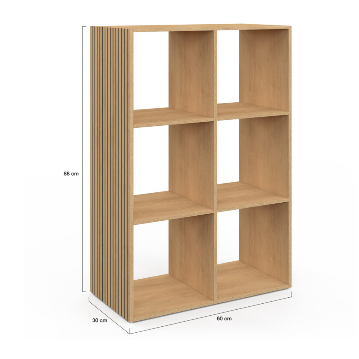 Meuble de rangement cube Faustine 6 case effet lattes