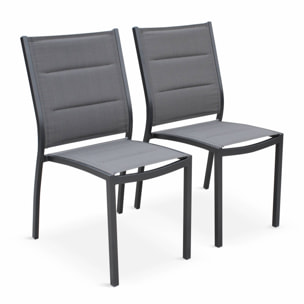 Lot de 2 chaises - Chicago / Odenton Anthracite - En aluminium anthracite et textilène gris taupe. empilables