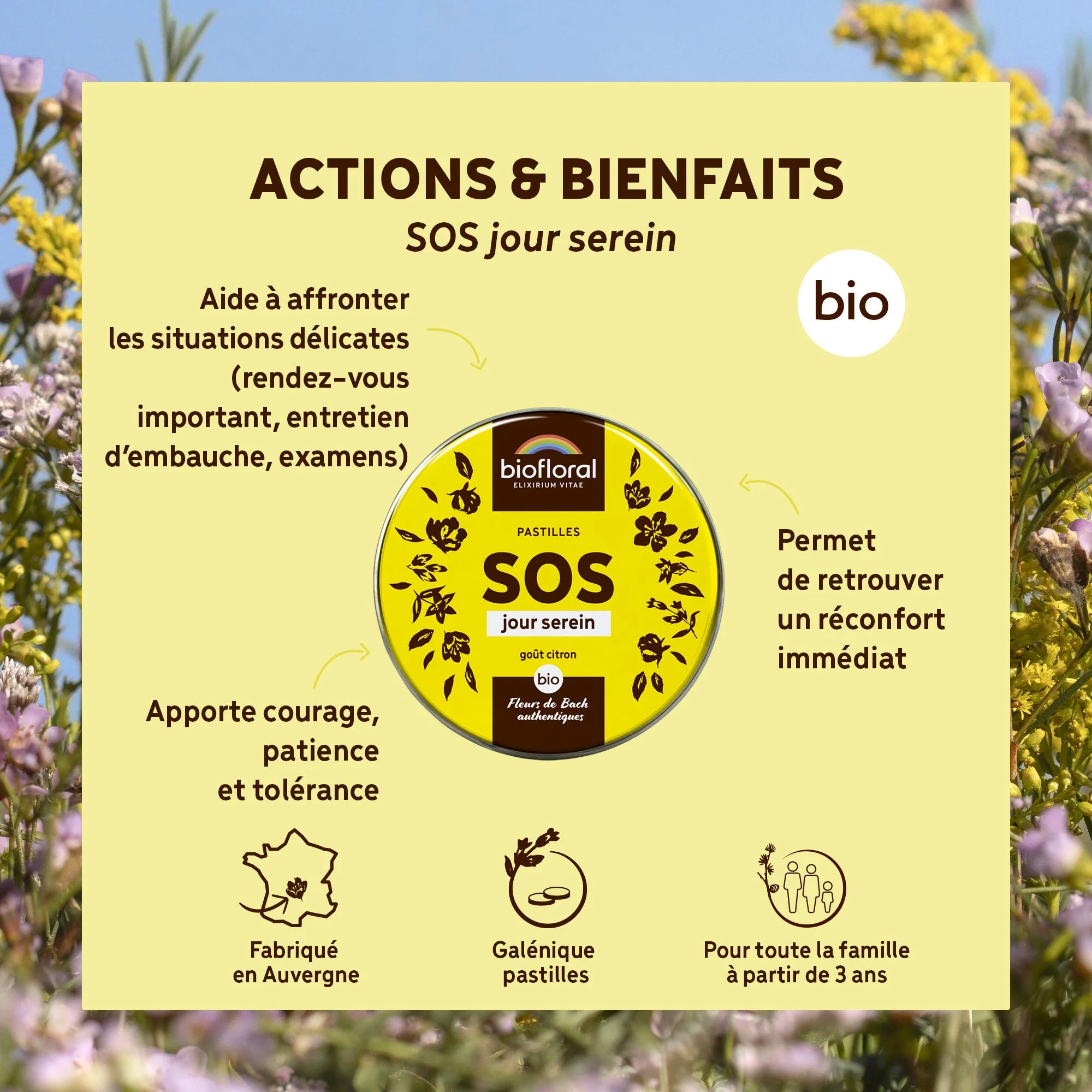 Biofloral - Pastilles SOS Secours Jour - Bio - 50 g