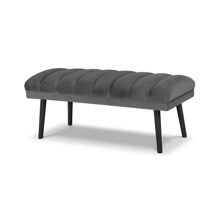 Banc "Frison" 2 places en velours gris foncé