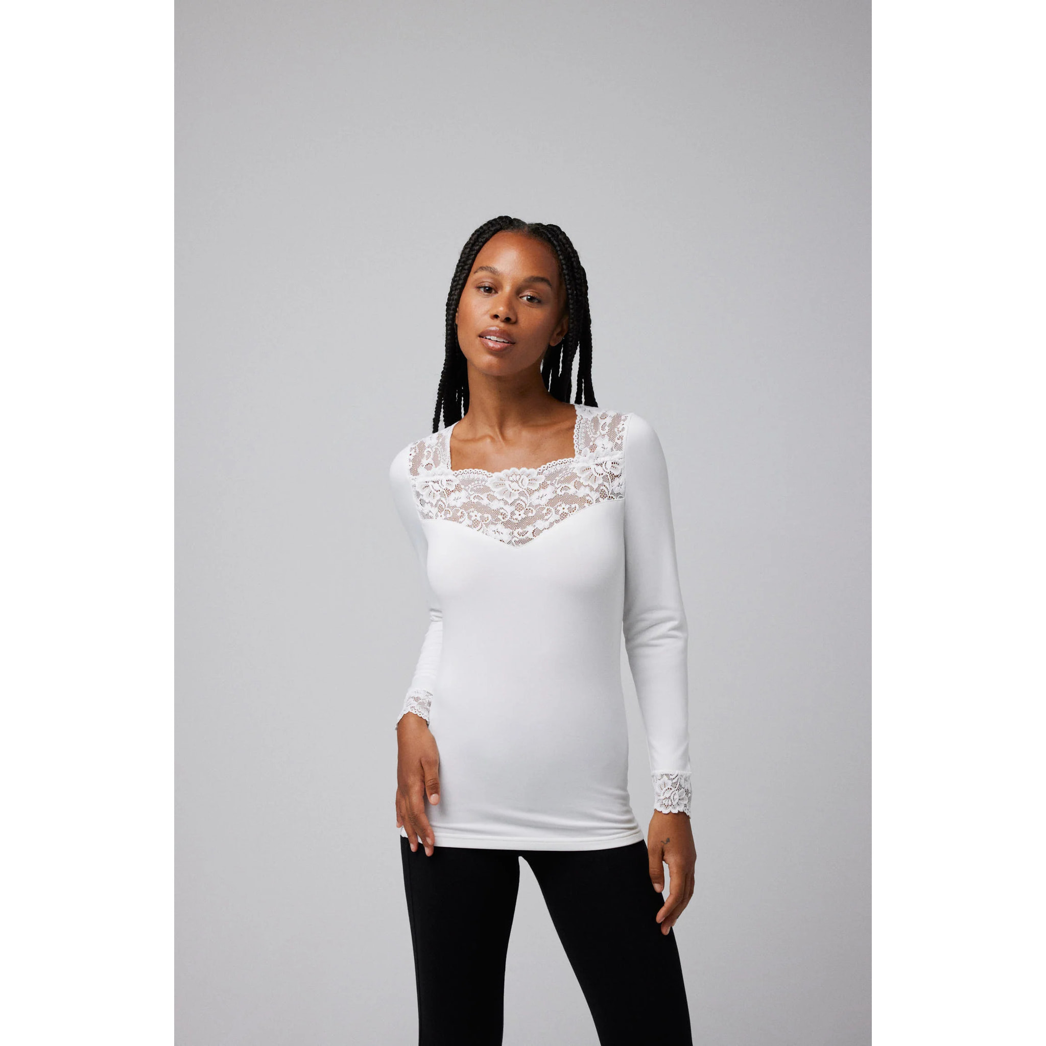 Maglia termica in pizzo a maniche lunghe