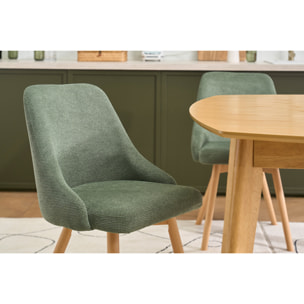 Chaises scandinaves en tissu chenille vert kaki et bois clair (lot de 2) HASTA