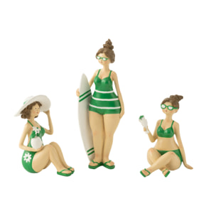 J-Line figurine Baigneuse - polyrésine - vert - 3 pcs
