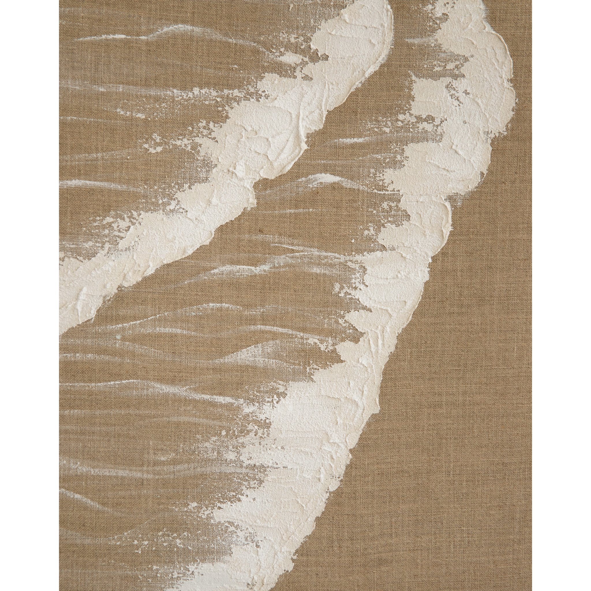 Tableau beige et blanc décoratif sur lin avec cadre en bois peint à la main à la peinture à l'huile en différentes tailles