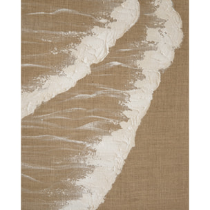 Tableau beige et blanc décoratif sur lin avec cadre en bois peint à la main à la peinture à l'huile en différentes tailles