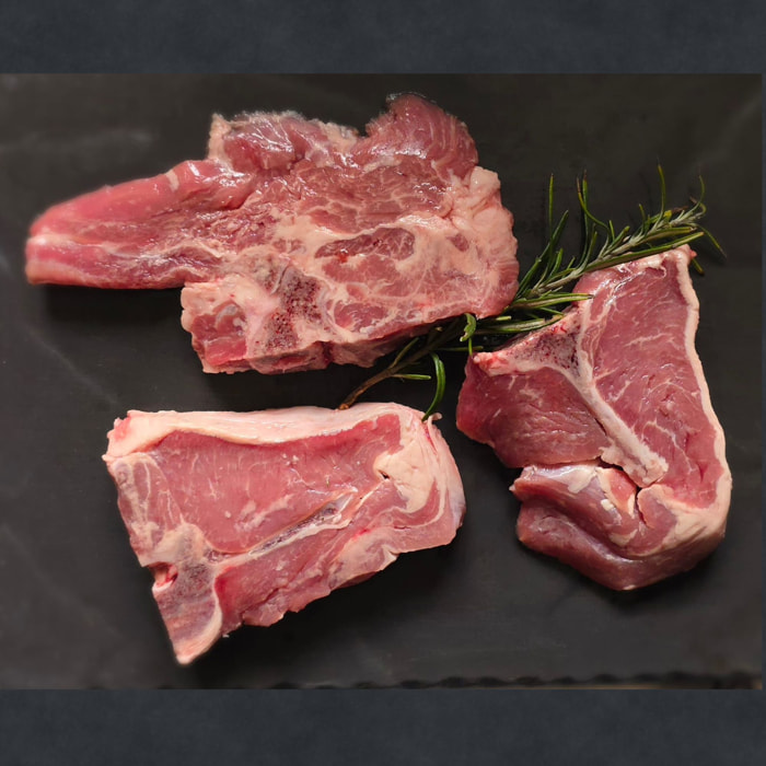 Colis Agneau UK: 4 Pavés d'Agneau (4x125g), 1 Sauté d'Agneau (500g) et 4 Tranches de gigot sans os (4x160g)- 6 Côtelettes d'Agneau filets et première (6x80g) - France - B1- 1,64kg - UK
