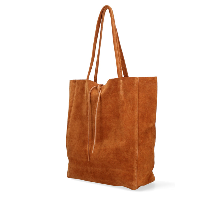 Borsa a mano da donna Made in Italy - Modello Lumena Prime - 100% pelle scamosciata - 28.0 x 35.5 x 12.5 cm
