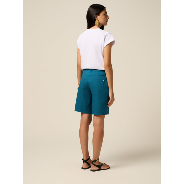 Oltre - Bermudas de mezcla de algodón - Petrol Blue