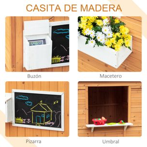 Casa Infantil de Madera +3 Años con Mesita Banco Buzón 122x108x135,5 cm Natural