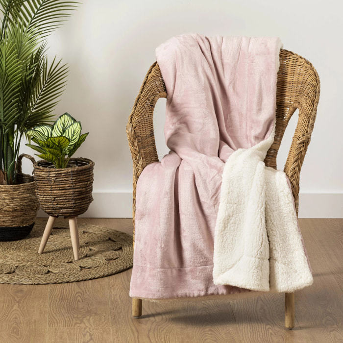 Manta Velvet Sherpa Rosa Palo