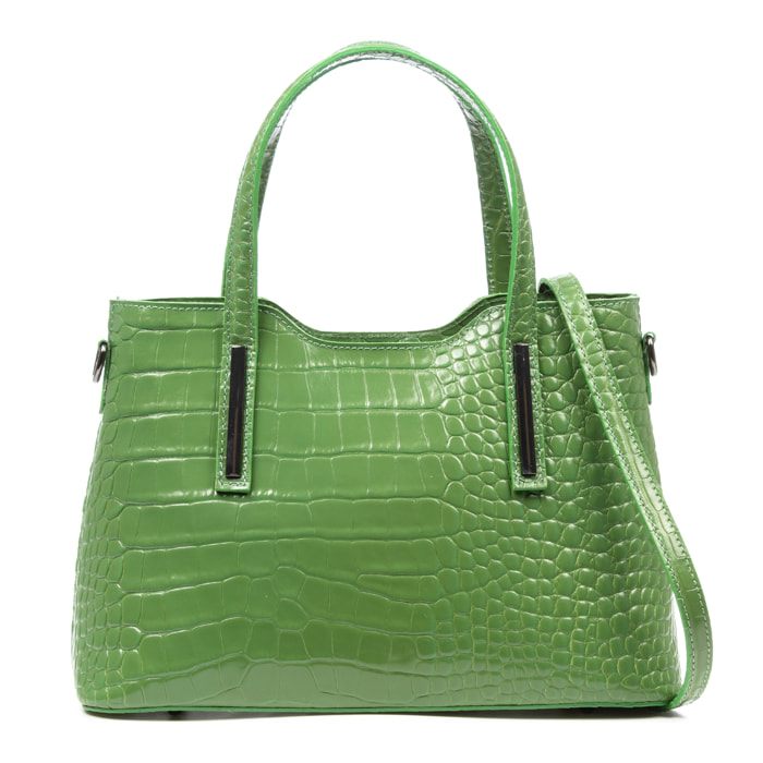 Fiesole borsa tote Donna. Pelle autentica Camoscio Inciso Serpente e laccato.