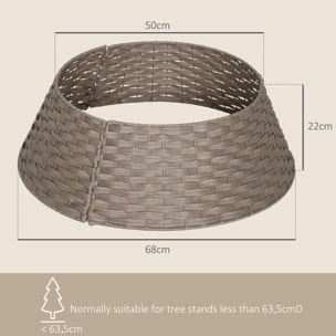 Falda para Árbol de Navidad Rústico, Diseño Tejido, Cubre Pie para Árbol de Navidad Desmontable para Fiestas, Decoración Navideña, Ø68x22 cm, Café