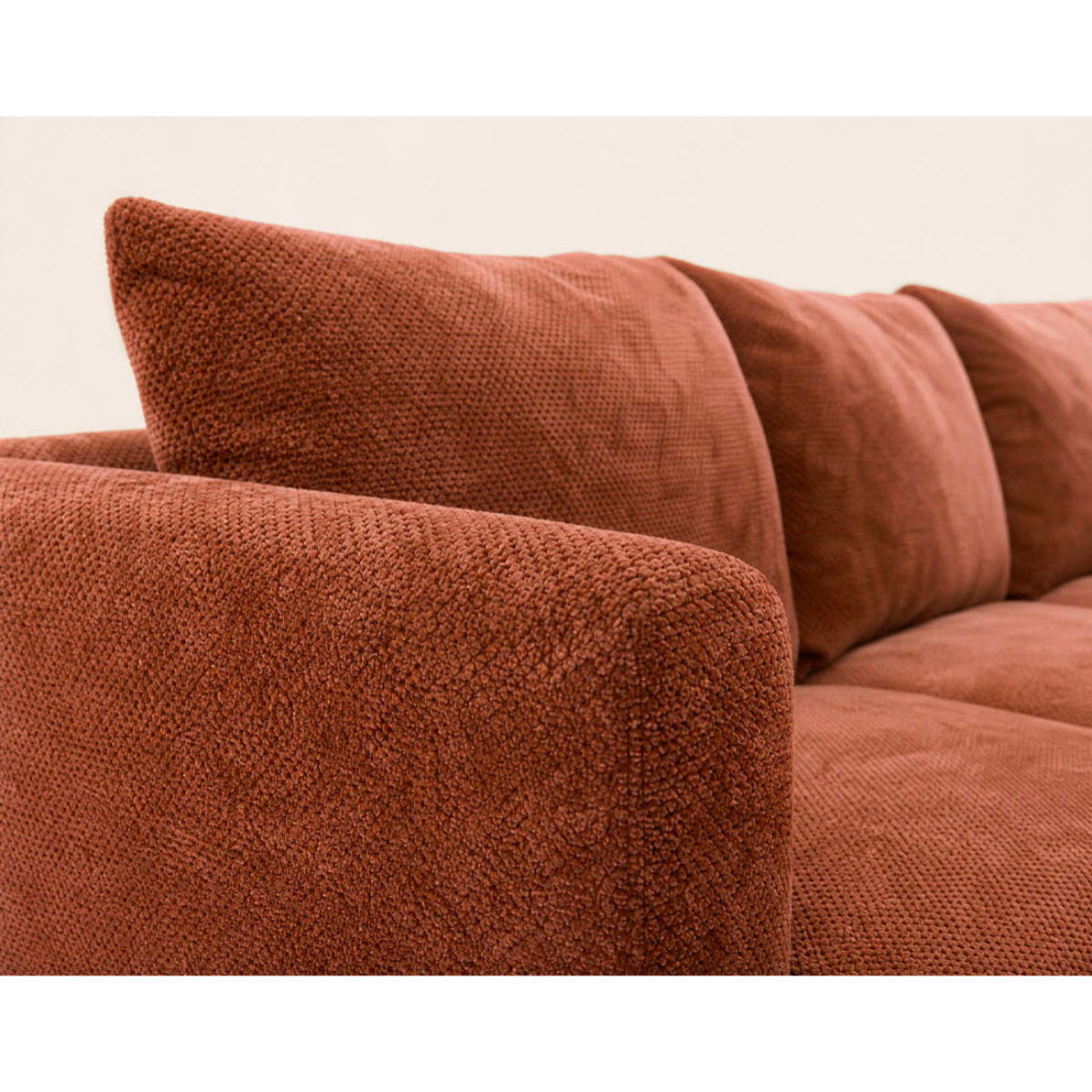 Gabin - Canapé d'angle droit 5 places en velours texturé - Terracotta