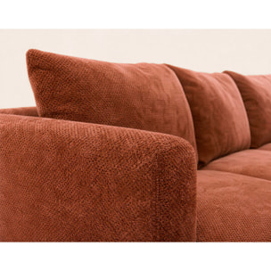 Gabin - Canapé d'angle droit 5 places en velours texturé - Terracotta