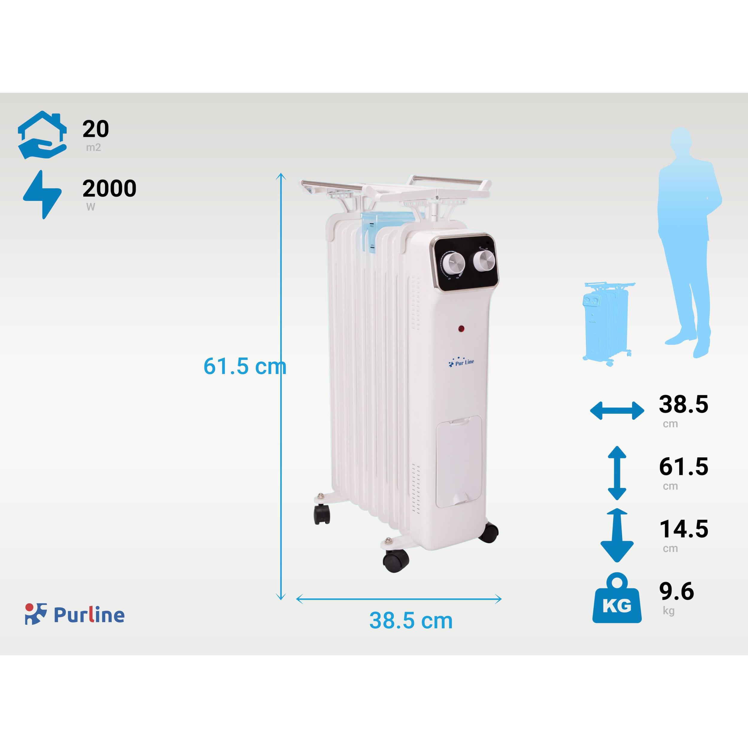 Radiador de aceite blanco de bajo consumo con recipiente para humidificación HOTI OR2000 PURLINE 2000 W