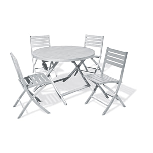 MARIUS - Ensemble repas de jardin 4 places en aluminium