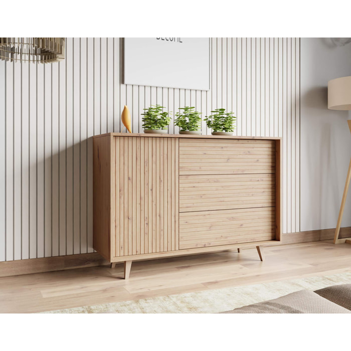 Diego - buffet - effet bois - 3 tiroirs et 1 porte - 120 cm - Bois