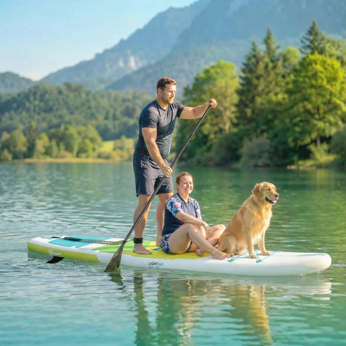Tabla Paddle Surf Hinchable con Accesorios, 320 cm, Remo de Aluminio Ajustable, Quilla, Stand Up Paddle Board con Superficie Antideslizante de EVA, Bomba y Mochila, Carga 160 kg, para Adultos