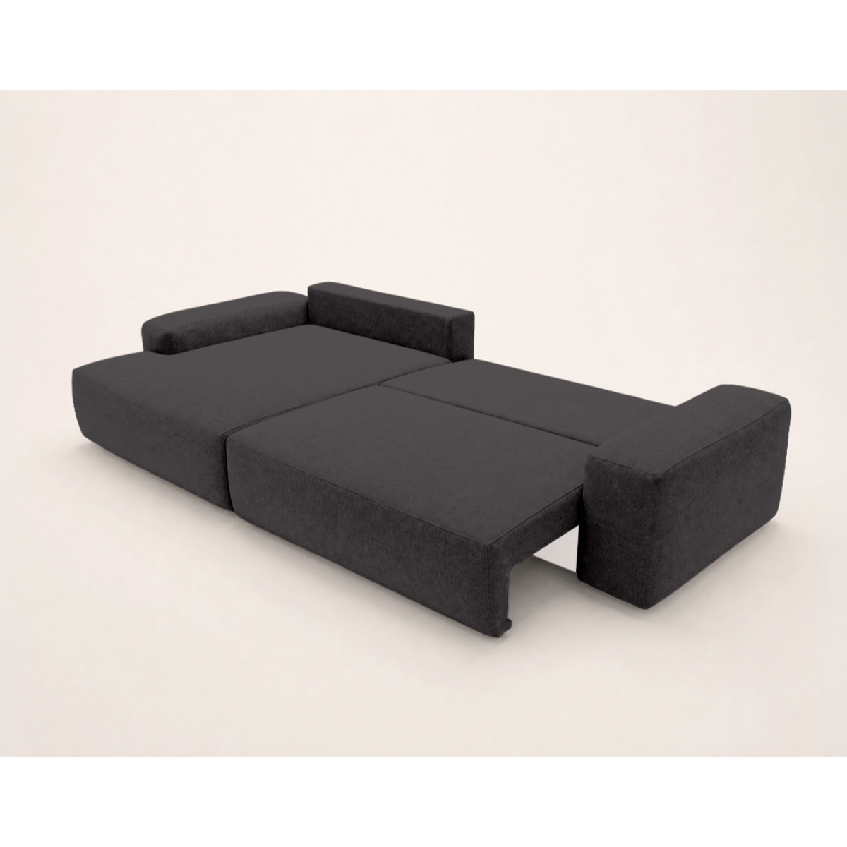 Tama - Canapé d'angle gauche 4 places convertible avec coffre en tissu - Gris