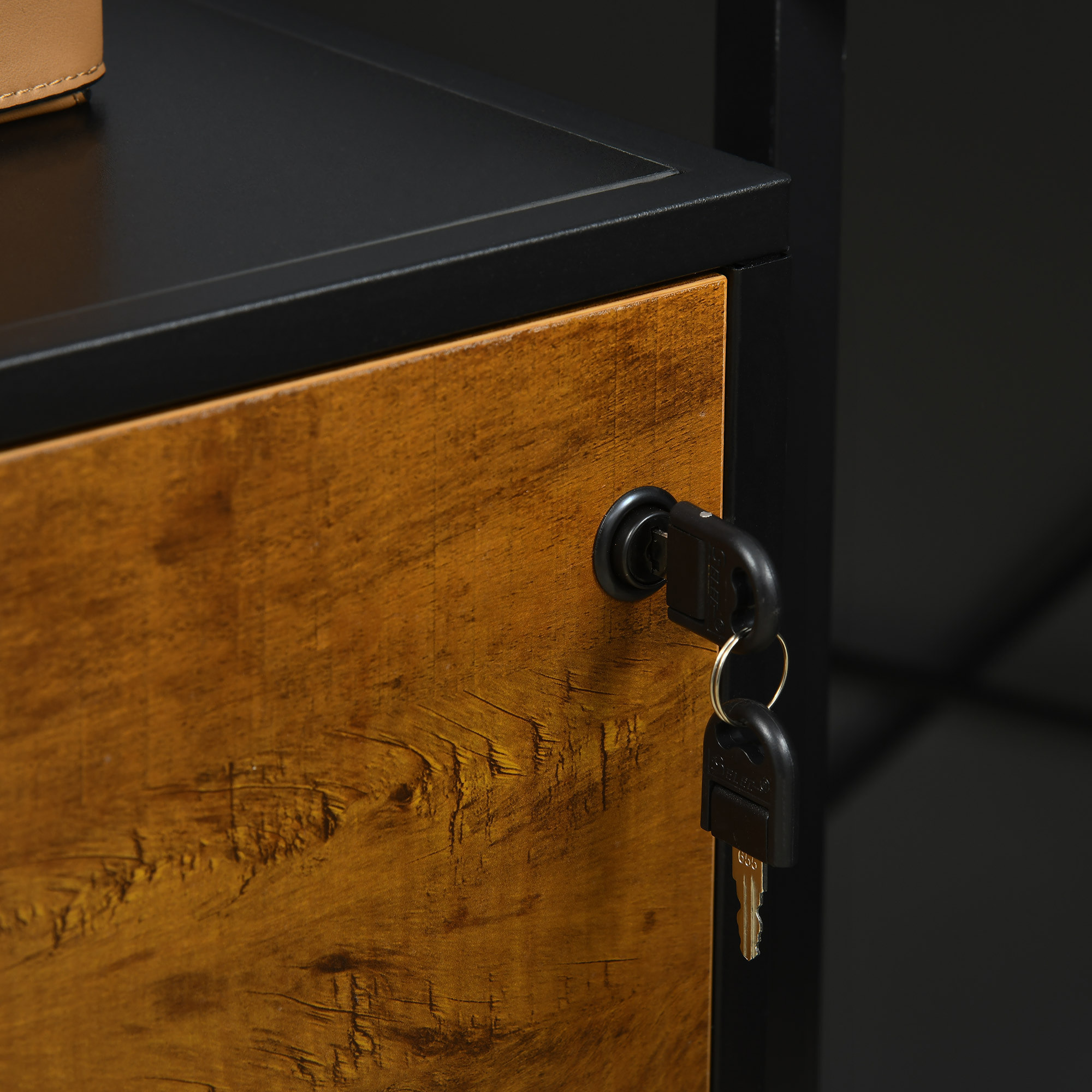 Cajonera de Oficina Industrial con 2 Cajones Cajonera para Archivadores con Cerradura y Carpetas Colgantes para Tamaño A4 80x39x73,5 cm Marrón