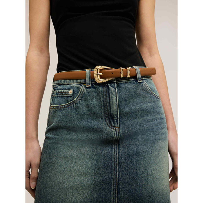 Motivi - Cintura con fibbia e micro borchie - Marrone