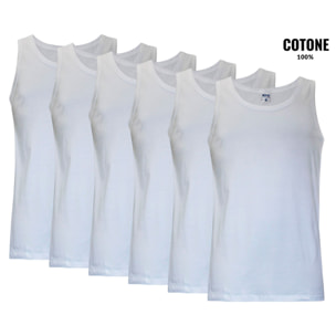 6 Canotte Uomo 100% Cotone NOTTINGHAM Art. VL700