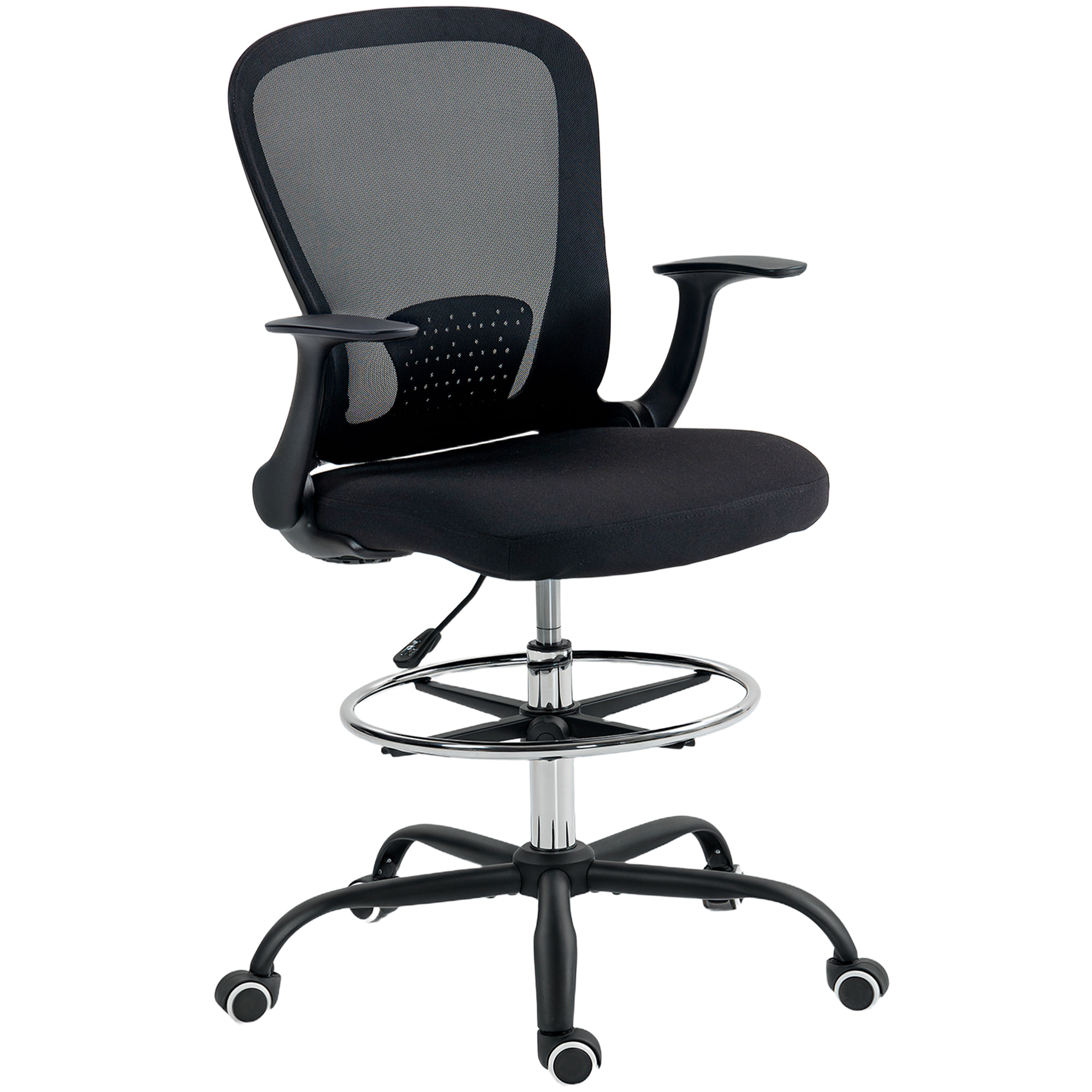 Chaise bureau ergonomique assise haute réglable 54-74cm pivotant 360° accoudoirs relevables maille respirante noir