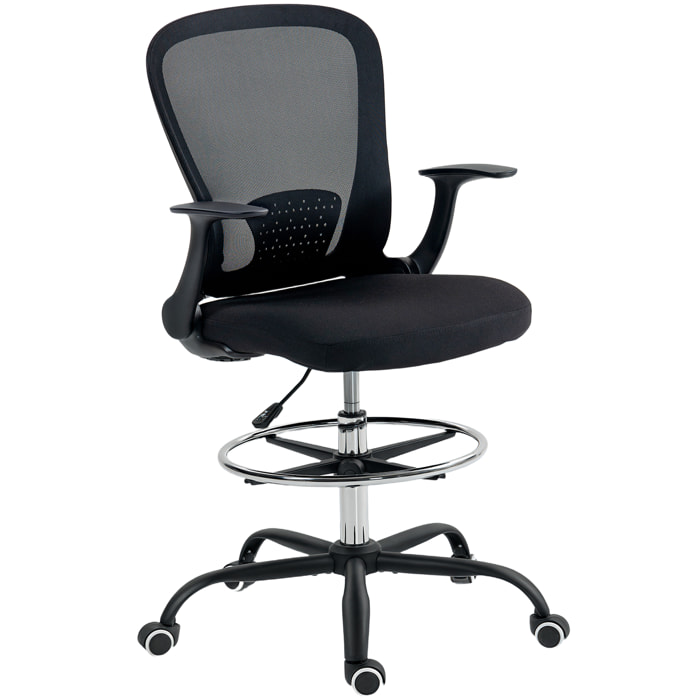Chaise bureau ergonomique assise haute réglable 54-74cm pivotant 360° accoudoirs relevables maille respirante noir