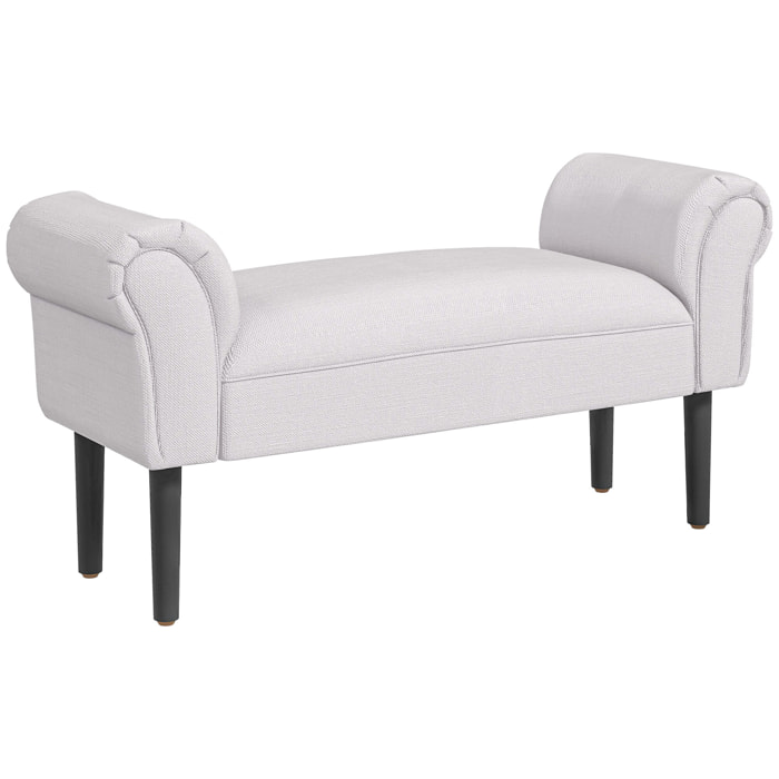 Banc banquette design contemporain accoudoirs courbés grand confort 102L x 31l x 51H cm gris clair