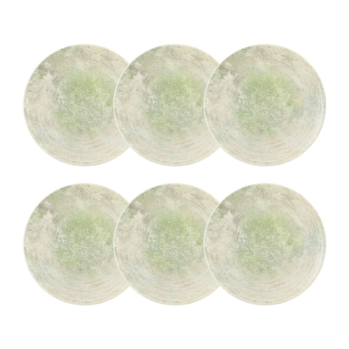 Lot de 6 assiettes plates en porcelaine verte 26cm NATURA