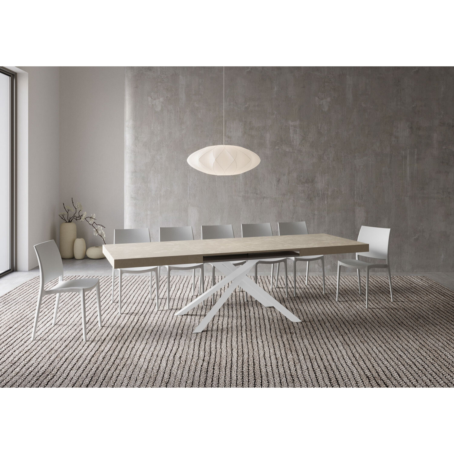 Mesa extensible 80x160/244 cm Karida cachemira patas blanca