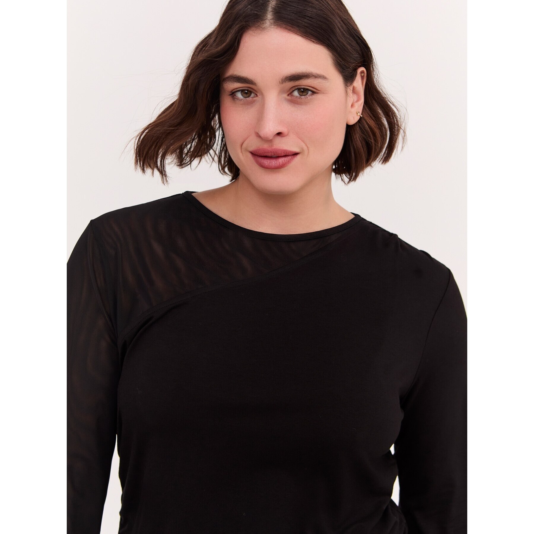 Fiorella Rubino - T-shirt con inserto in tulle - Nero