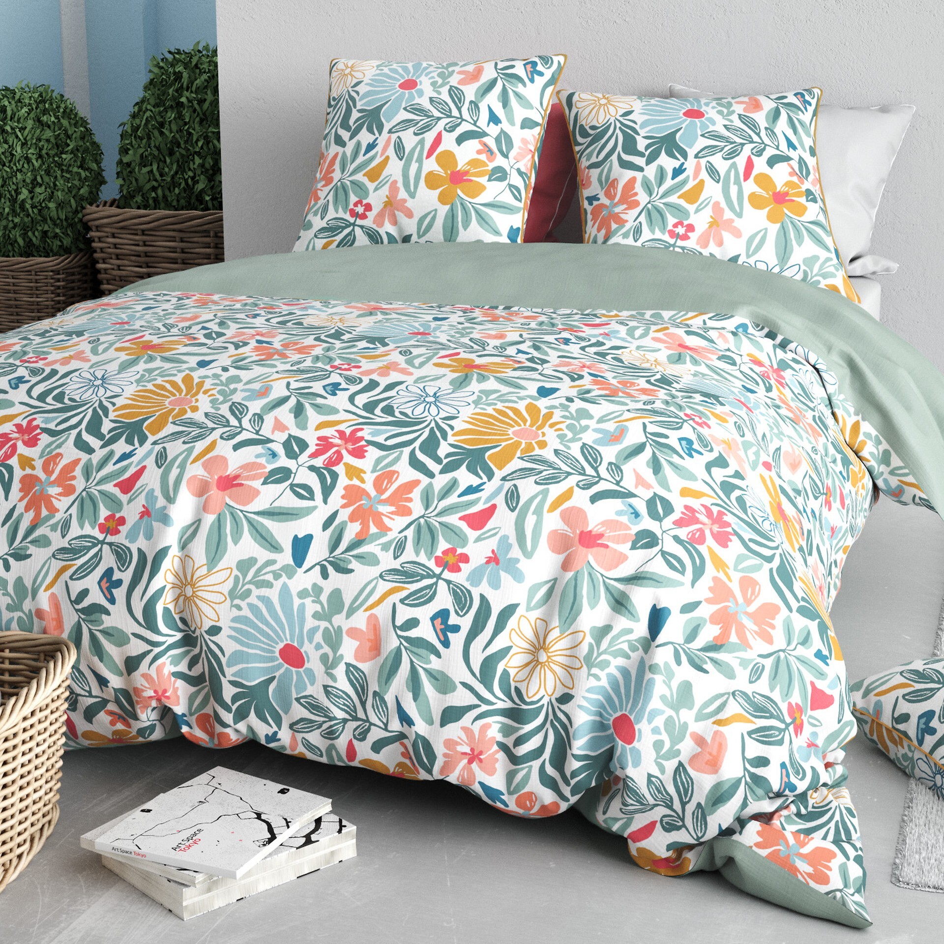 Parure Housse De Couette 3pcs 100% Satin de Coton 120 Fils THELMA