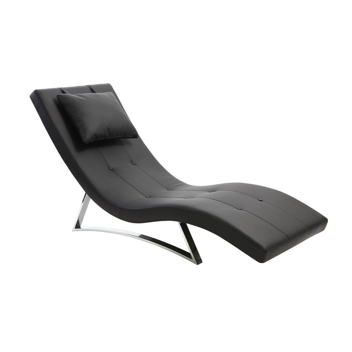 Chaise longue design noir et acier chromé BARTY