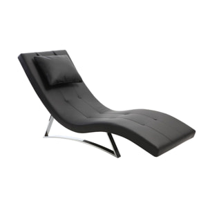 Chaise longue design noir et acier chromé BARTY