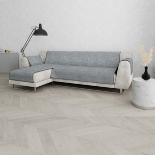 COPRIDIVANO PENISOLA SINISTRA COMFORT, Antiscivolo, Cotone+Microfibra+Fibre Varie, Made in Italy - GRIGIO SCURO