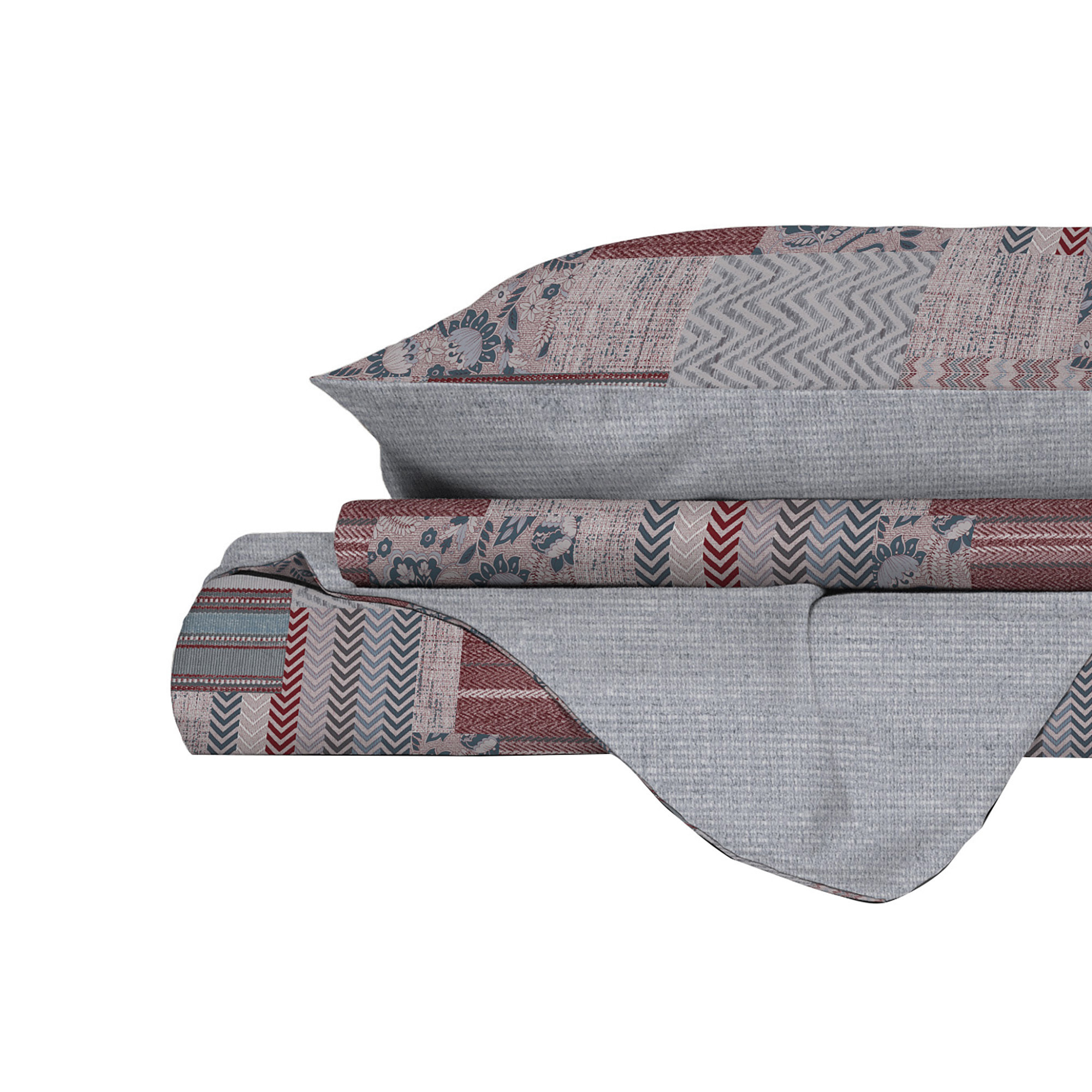 PARURE COPRIPIUMINO ATHENA, 100% Cotone, Made in Italy - LUCY ROSSO