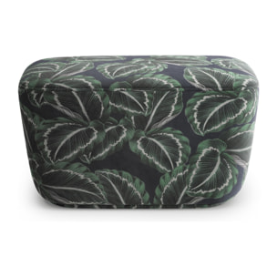 Pouf "Triana" en velours motif de la jungle