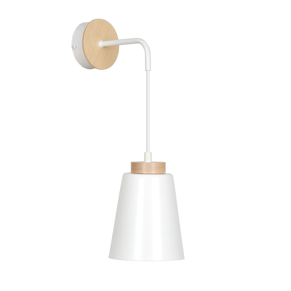 Lampada da parete Bolero in acciaio bianco opaco e legno