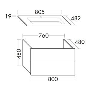Pack meuble vasque 80 cm BURGBAD Cosmo chêne + miroir