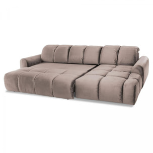 Canapé Velours Convertible Angle droit Beige Anacapri - 3 Places