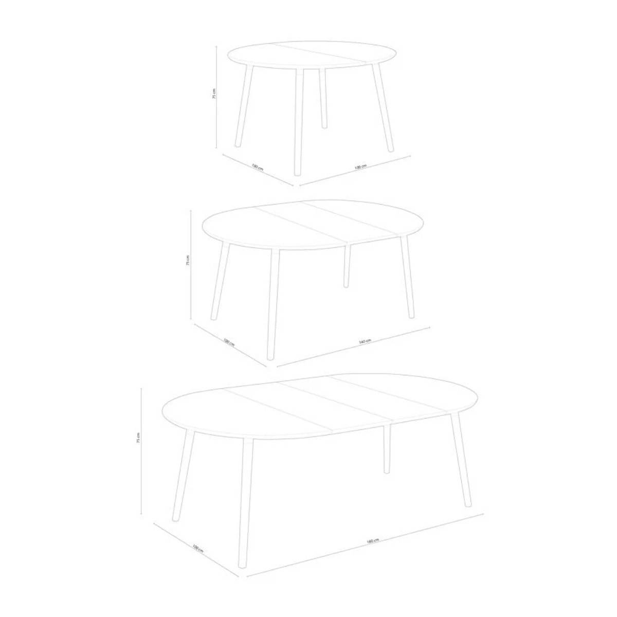 Mesa circular extensible Nordika Blanco - Madera de haya