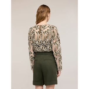 Motivi - Blusa de bordado inglés - Verde militare