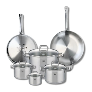 Ensemble de 2 Poêles de cuisson 28 et 32 cm et 4 faitouts 12, 16, 20 et 26 cm Elo Profi Citrin