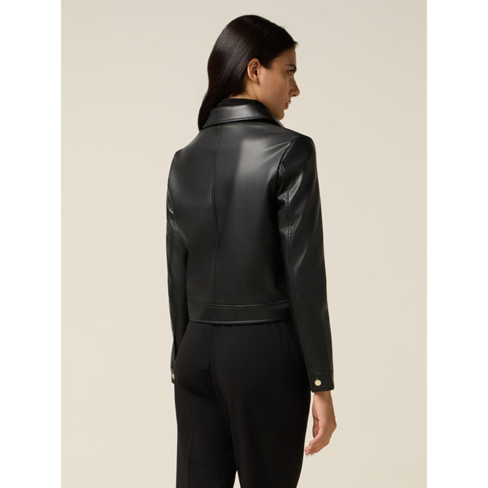 Oltre - Chaqueta corta con cremallera y botones - Negro