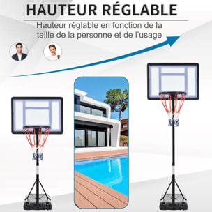 Panier de Basket-Ball sur pied hauteur réglable panier 1,1 - 1,3 m noir blanc